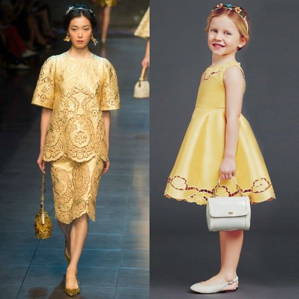 Dolce Gabbana Gold Silk Dupion Mini Me Dress