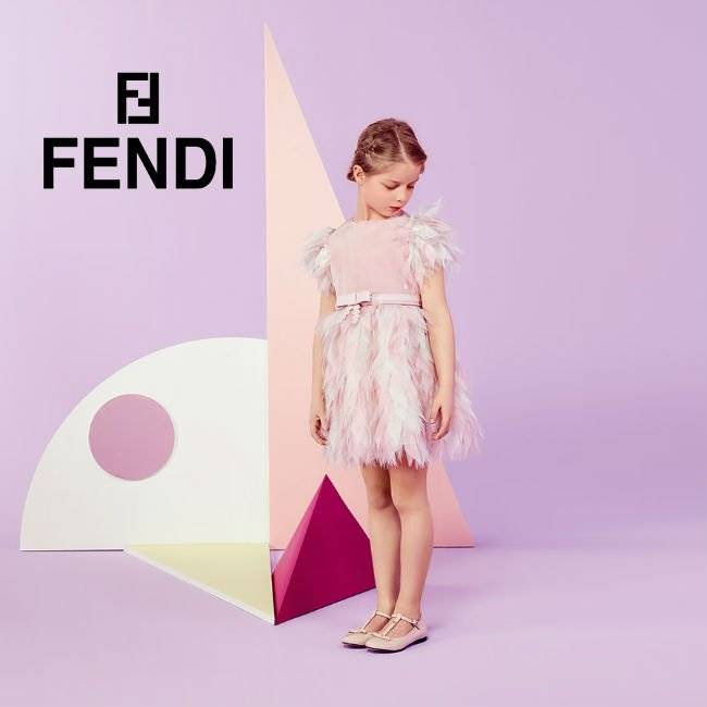 Fendi Girls Pink Feather Dress