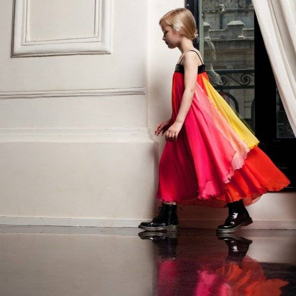 JUNIOR GAULTIER Bright Silk Maxi Dress with Swarovski Crystals