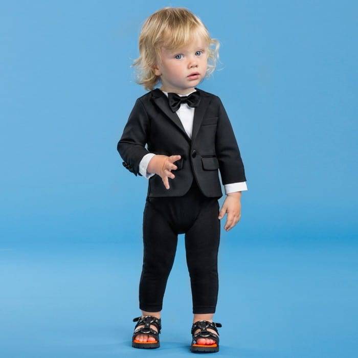 Black Baby Tuxedo Outfit One Piece For Boys 
