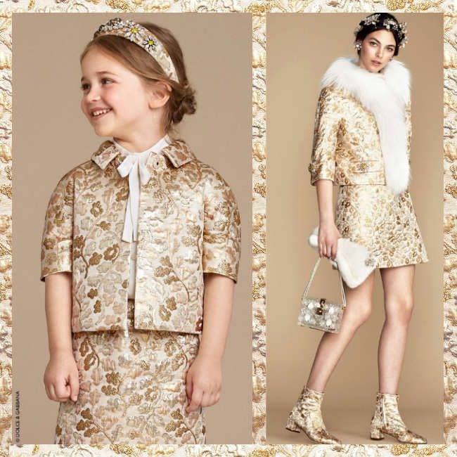 Dolce Gabbana Girls Mini Me Brocade Skirt Jacket