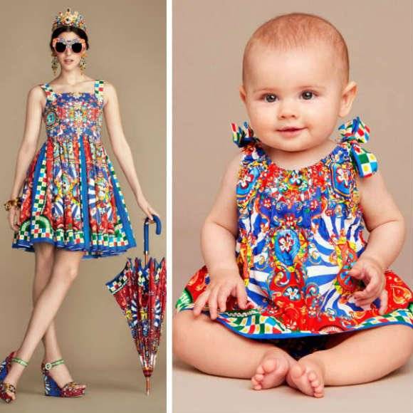 DOLCE GABBANA Baby Girls Mini Me Carretto Siciliano Cotton Dress