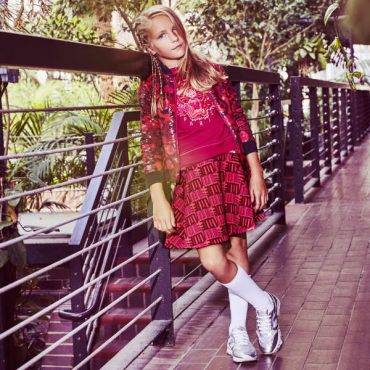 Kenzo Girls Pink Leopard Sequin Bomber Jacket Jungle Vibes Love Skirt