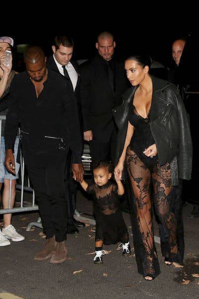 North West Kim Kardashian Mini Me Black Lace Givenchy Outfit NYFW 2015