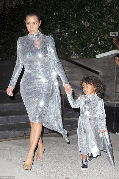 kim kardashian and north west mini me silver sequin Vetements dresses