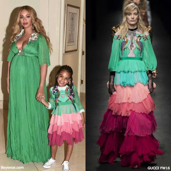 Beyonce & Blue Ivy Gucci Fall Winter 2016 Silk Green Mini Me Dress