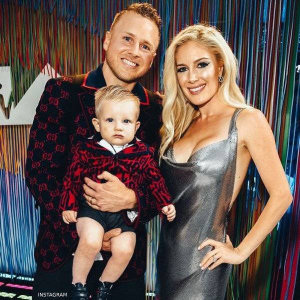Spencer Pratt and Heidi Montag son Gunner GUCCI Mini Me Blue and Red Logo Gucci Print Baby Suit MTV VMA Awards