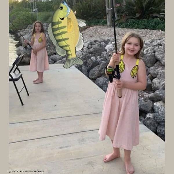 Harper Beckham Miami June 2019 Stella MccCartney Kids Pink Banana Print Dress