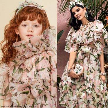Dolce & Gabbana Girls Pink Lilium Silk Chiffon Dress