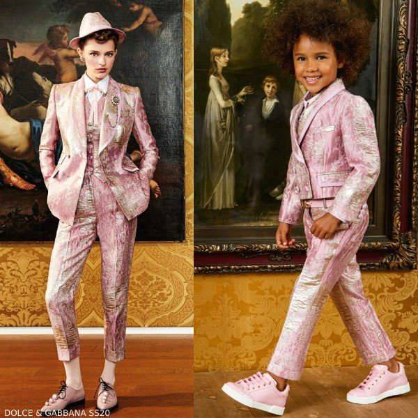 Dolce & Gabbana Girl Mini-Me Pink Gold Silk Jacket & Pants