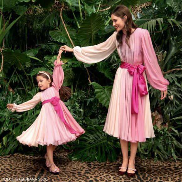 Dolce Gabbana Girls Mini Me Chiffon Shades of Pink Special Occasion Dress SS20