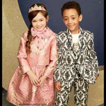 EID 2020 - Dolce & Gabbana Girl Pink Gold Jacket Dress Boy Black White Suit