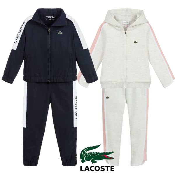 Lacoste Kids Boys Blue & White Tracksuit Girls Grey Sweatsuit Spring 2020