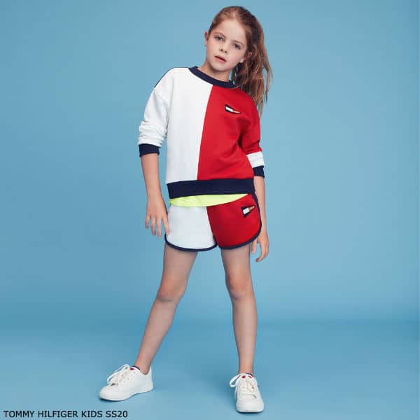 Tommy Hilfiger Kids Girls Red, White & Blue Sweatshirt Shorts