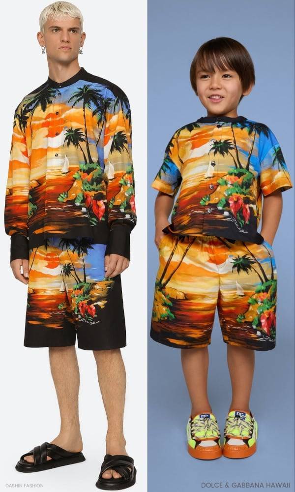 Dolce Gabbana Kids Boys Mini Me Orange Hawaii Tshirt Shorts Outfit