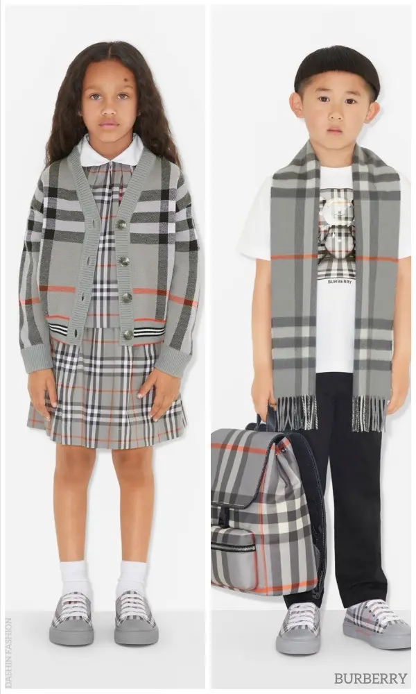 Burberry Kids Boys Girls Grey Check Back To School Backpack Outfit