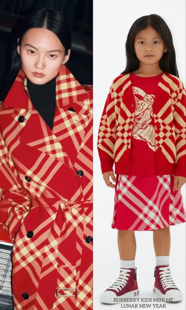 Burberry Kids Girls Mini Me Lunar New Year Red Check Outfit